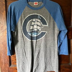 HOMAGE Blue and Gray Columbus Clippers Raglan Tee